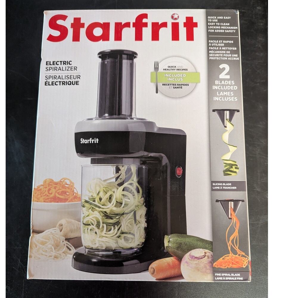 Starfrit Electric Spiralizer Vegetable Fruit Spiral & Ribbon Cut Blades Open Box